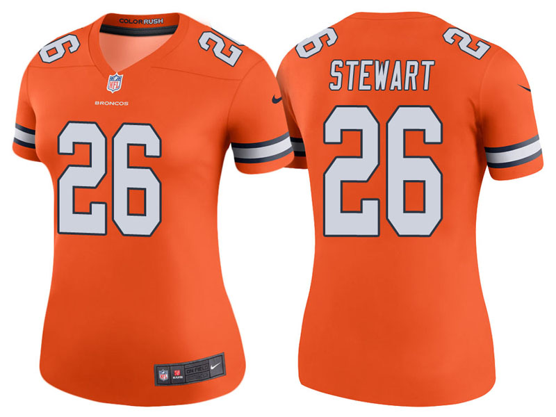 Women Denver Broncos #26 Darian Stewart Orange Color Rush Legend Jersey