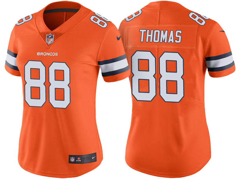 Women Denver Broncos #88 Demaryius Thomas Orange Vapor Untouchable Color Rush Limited Jersey