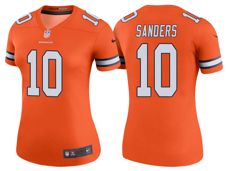 Women Denver Broncos #10 Emmanuel Sanders Orange Color Rush Legend Jersey