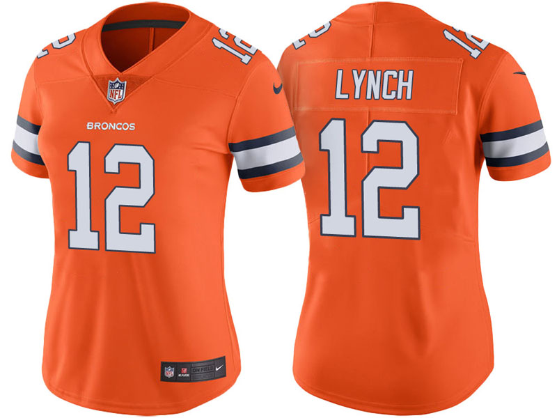 Women Denver Broncos #12 Paxton Lynch Orange Vapor Untouchable Color Rush Limited Jersey