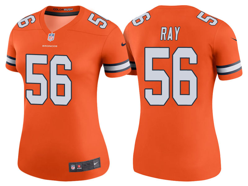 Women Denver Broncos #56 Shane Ray Orange Color Rush Legend Jersey