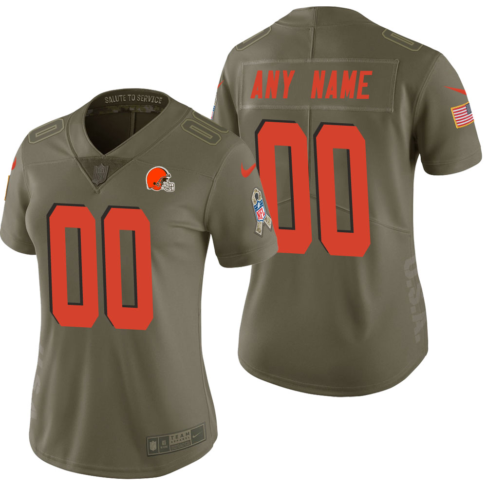 Women Cleveland Browns Olive 2017 Salute to Service Limited Customized Jersey