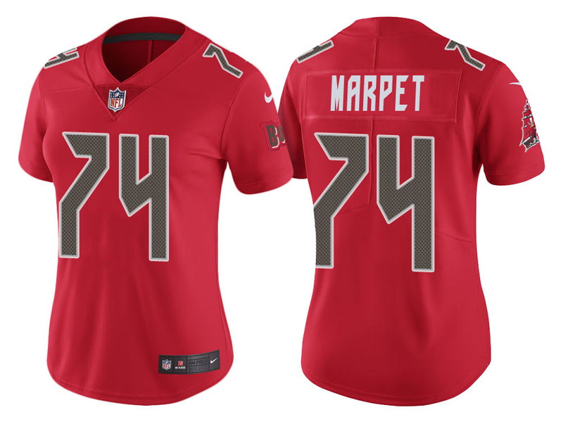 Women Tampa Bay Buccaneers #74 Ali Marpet Red Color Rush Legend Jersey