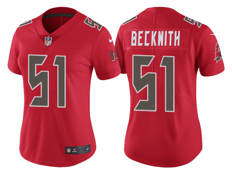 Women Tampa Bay Buccaneers #51 Kendell Beckwith Red Color Rush Legend Jersey Women Tampa Bay Buccaneers #51 Kendell Beckwith Red Color Rush Legend Jersey
