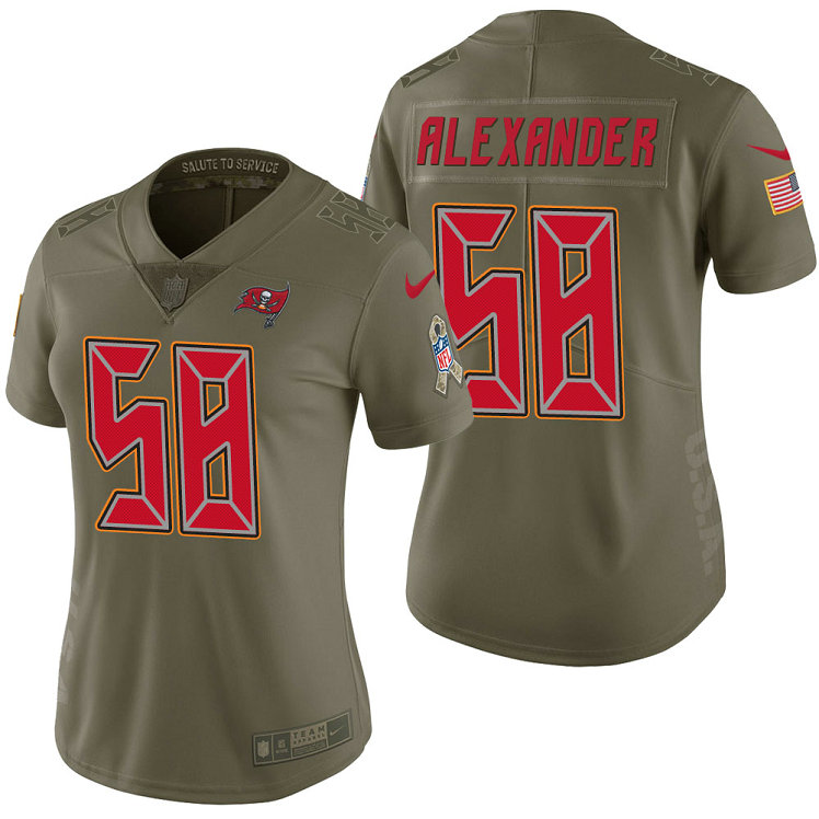 Women Tampa Bay Buccaneers #58 Kwon Alexander Olive 2017 Salute to Service Limited Jersey
