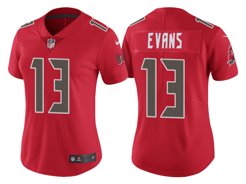 Women Tampa Bay Buccaneers #13 Mike Evans Red Color Rush Legend Jersey