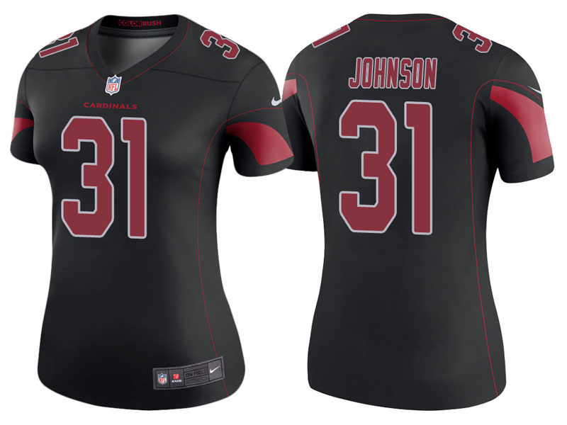Women Arizona Cardinals #31 David Johnson Black Color Rush Legend Jersey