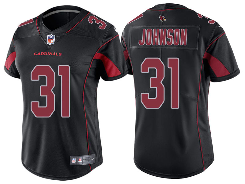 Women Arizona Cardinals #31 David Johnson Black Vapor Untouchable Color Rush Limited Jersey