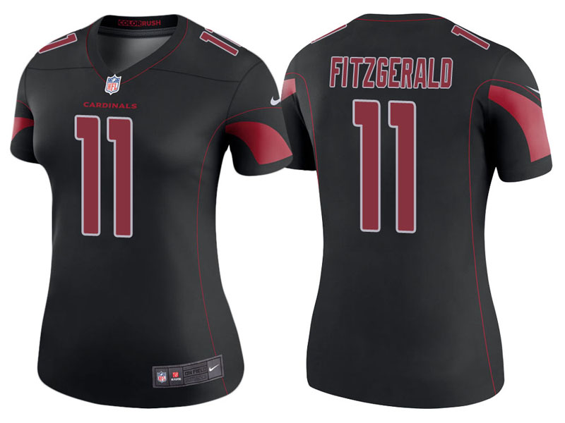 Women Arizona Cardinals #11 Larry Fitzgerald Black Color Rush Legend Jersey