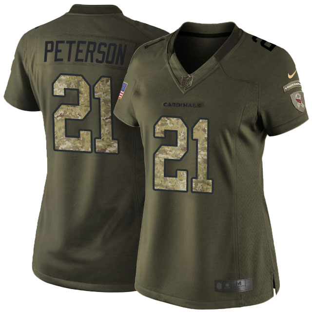 Women Arizona Cardinals #21 Patrick Peterson Green Salute To Service Limited Jersey