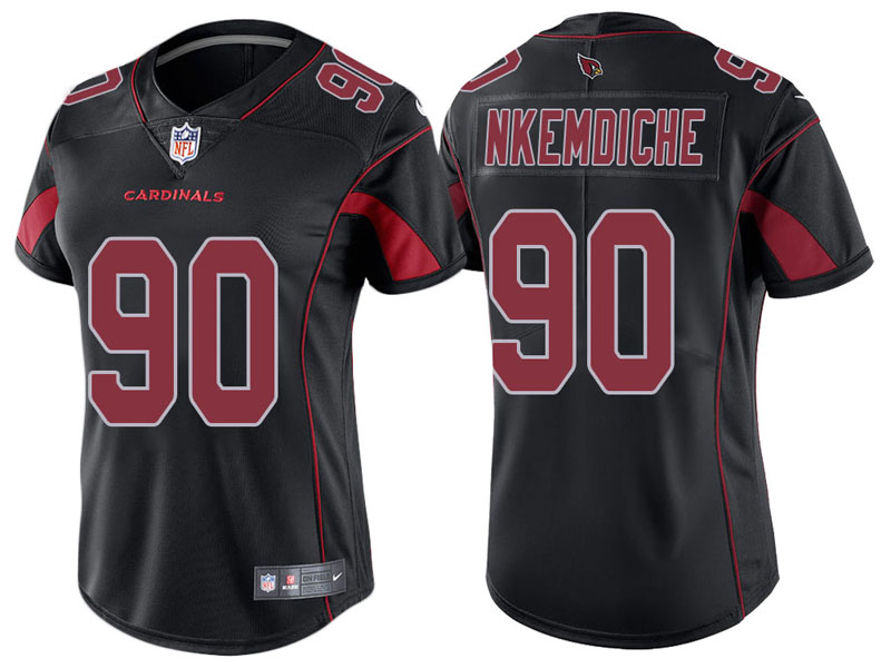 Women Arizona Cardinals #90 Robert Nkemdiche Black Vapor Untouchable Color Rush Limited Jersey