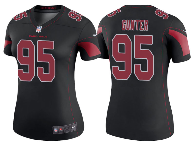 Women Arizona Cardinals #95 Rodney Gunter Black Color Rush Legend Jersey Women Arizona Cardinals #95 Rodney Gunter Black Color Rush Legend Jersey