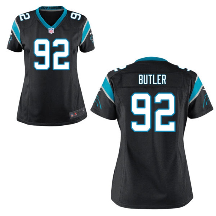 Women Carolina Panthers #92 Vernon Butler Black Game Jersey