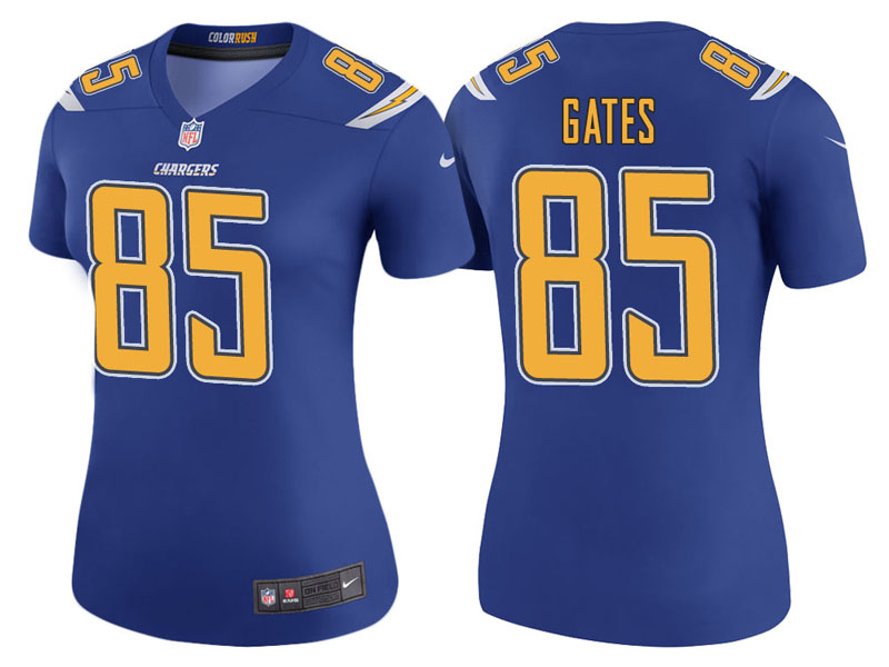 Women Los Angeles Chargers #85 Antonio Gates Royal Color Rush Legend Jersey
