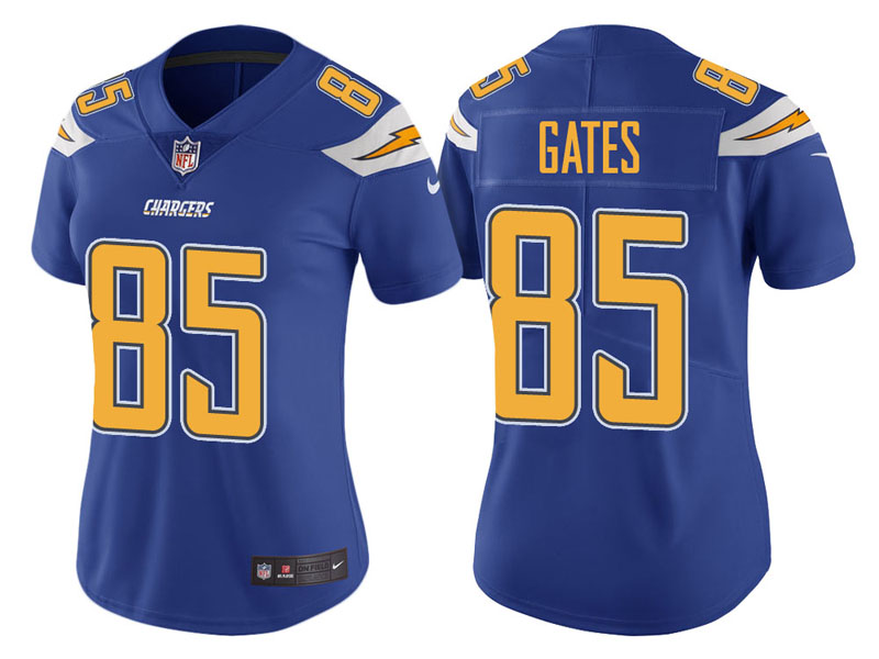 Women Los Angeles Chargers #85 Antonio Gates Royal Vapor Untouchable Color Rush Limited Jersey