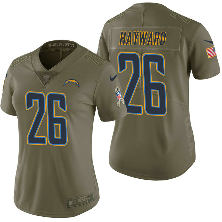 Women Los Angeles Chargers #26 Casey Hayward Olive 2017 Salute to Service Limited Jersey