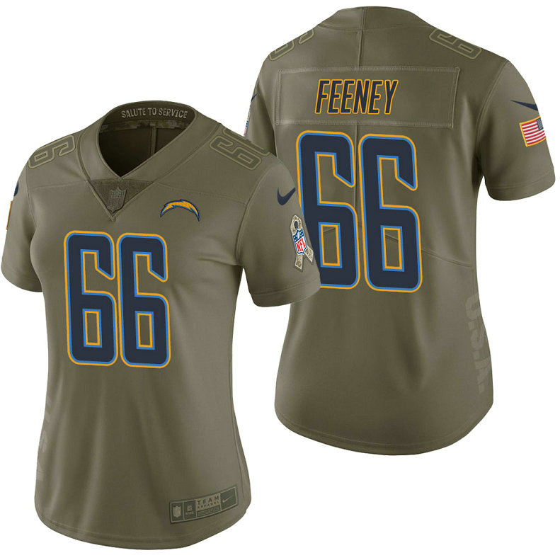 Women Los Angeles Chargers #66 Dan Feeney Olive 2017 Salute to Service Limited Jersey