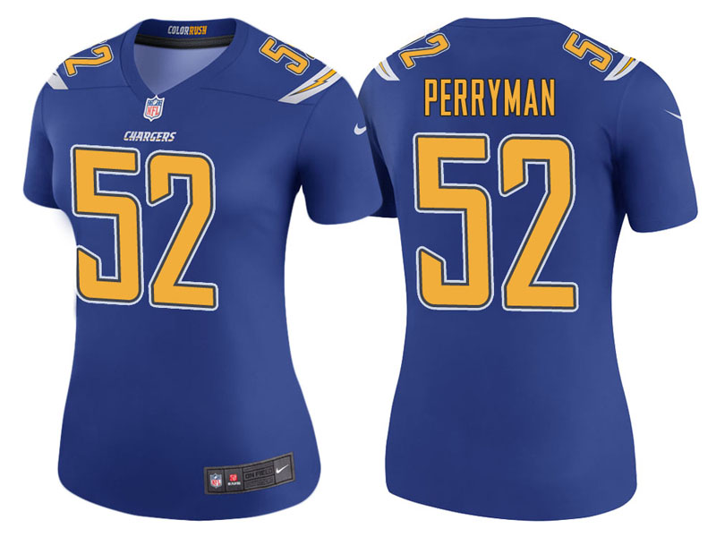 Women Los Angeles Chargers #52 Denzel Perryman Royal Color Rush Legend Jersey