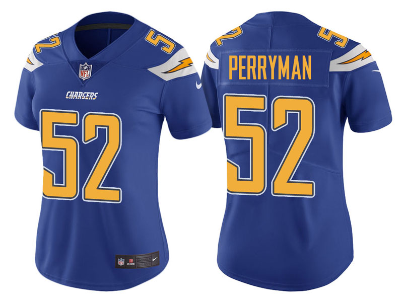 Women Los Angeles Chargers #52 Denzel Perryman Royal Vapor Untouchable Color Rush Limited Jersey