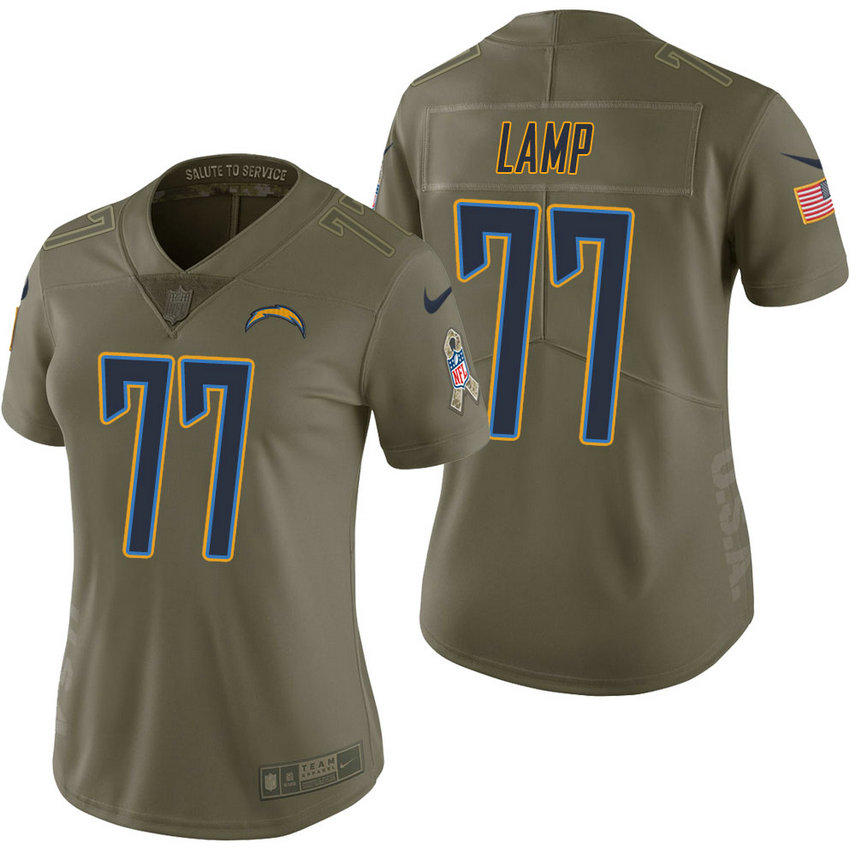 Women Los Angeles Chargers #77 Forrest Lamp Olive 2017 Salute to Service Limited Jersey