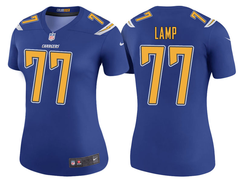Women Los Angeles Chargers #77 Forrest Lamp Royal Color Rush Legend Jersey