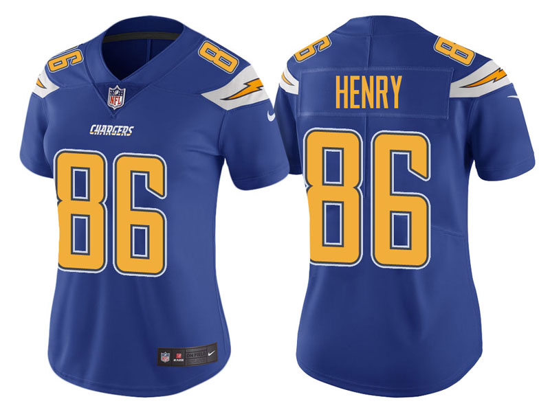 Women Los Angeles Chargers #86 Hunter Henry Royal Vapor Untouchable Color Rush Limited Jersey