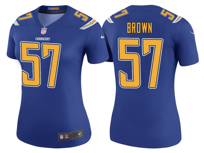 Women Los Angeles Chargers #57 Jatavis Brown Royal Color Rush Legend Jersey