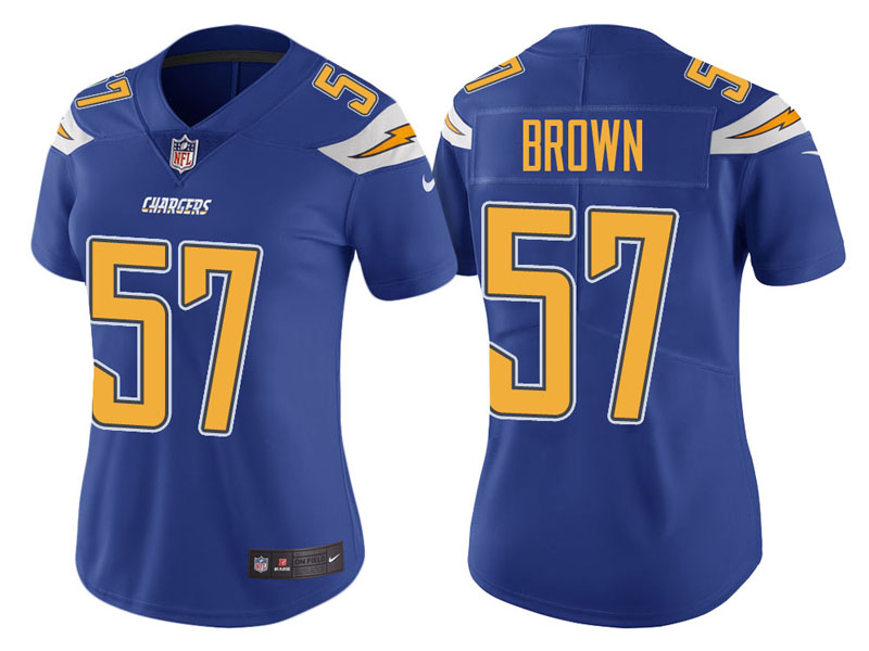 Women Los Angeles Chargers #57 Jatavis Brown Royal Vapor Untouchable Color Rush Limited Jersey