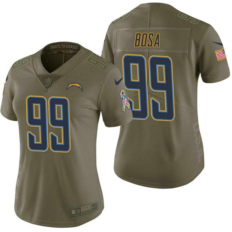 Women Los Angeles Chargers #99 Joey Bosa Olive 2017 Salute to Service Limited Jersey
