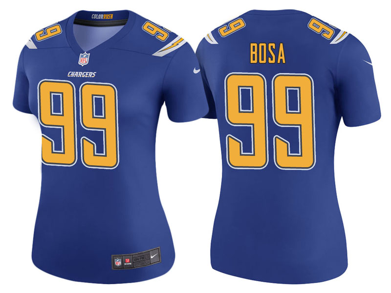 Women Los Angeles Chargers #99 Joey Bosa Royal Color Rush Legend Jersey