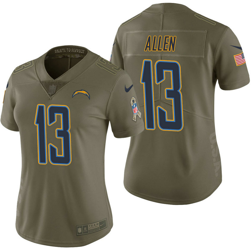 Women Los Angeles Chargers #13 Keenan Allen Olive 2017 Salute to Service Limited Jersey