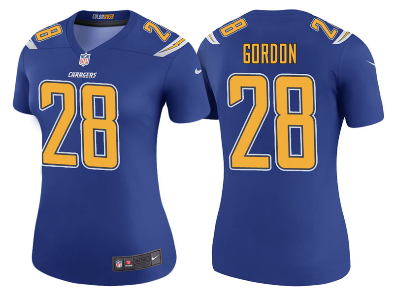 Women Los Angeles Chargers #28 Melvin Gordon Royal Color Rush Legend Jersey