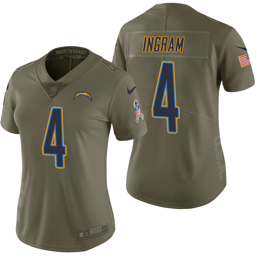 Women Los Angeles Chargers #4 Melvin Ingram Olive 2017 Salute to Service Limited Jersey