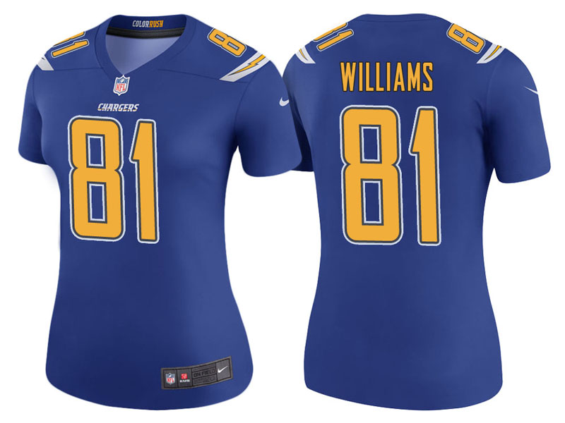 Women Los Angeles Chargers #81 Mike Williams Royal Color Rush Legend Jersey