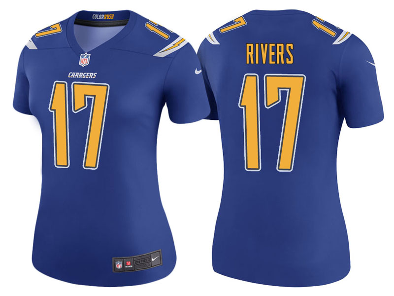 Women Los Angeles Chargers #17 Philip Rivers Royal Color Rush Legend Jersey