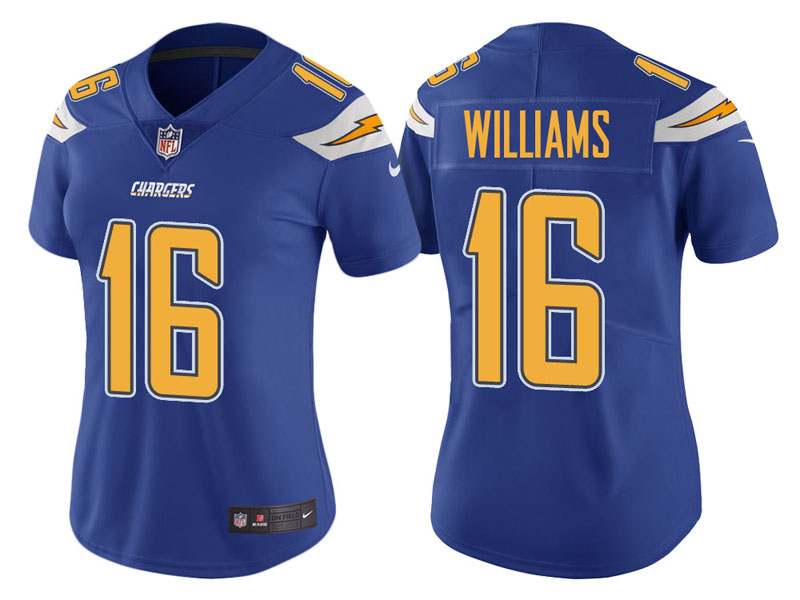 Women Los Angeles Chargers #16 Tyrell Williams Royal Vapor Untouchable Color Rush Limited Jersey