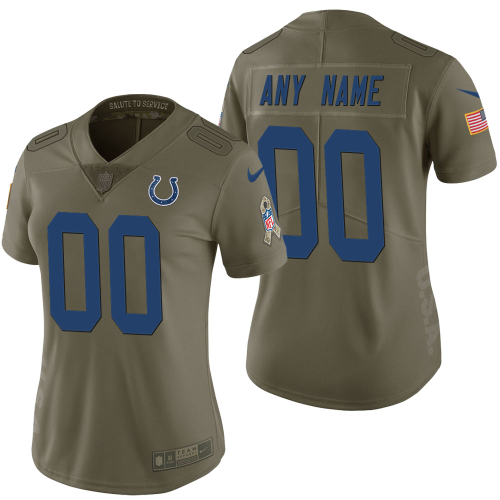 Women Indianapolis Colts Olive 2017 Salute to Service Limited Customized Jersey Women Indianapolis Colts Olive 2017 Salute to Service Limited Customized Jersey