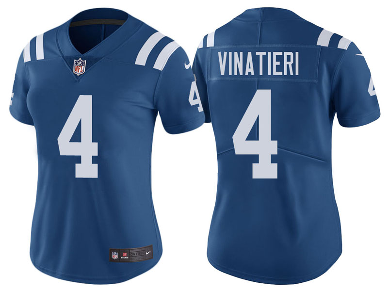 Women Indianapolis Colts #4 Adam Vinatieri Royal Vapor Untouchable Color Rush Limited Jersey Women Indianapolis Colts #4 Adam Vinatieri Royal Vapor Untouchable Color Rush Limited Jersey