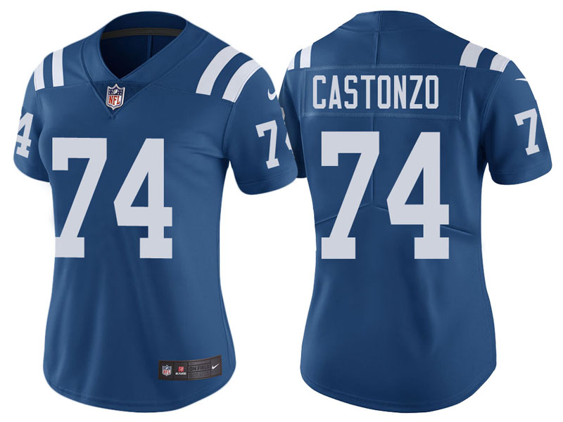 Women Indianapolis Colts #74 Anthony Castonzo Royal Vapor Untouchable Color Rush Limited Jersey Women Indianapolis Colts #74 Anthony Castonzo Royal Vapor Untouchable Color Rush Limited Jersey