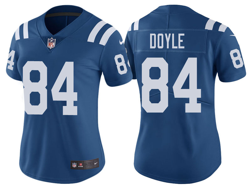 Women Indianapolis Colts #84 Jack Doyle Royal Vapor Untouchable Color Rush Limited Jersey