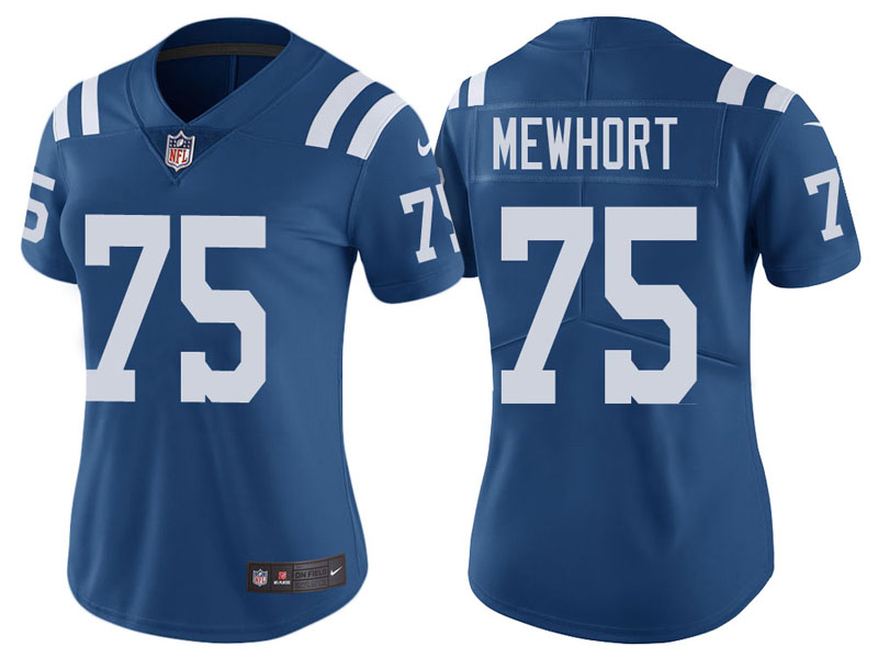 Women Indianapolis Colts #75 Jack Mewhort Royal Vapor Untouchable Color Rush Limited Jersey Women Indianapolis Colts #75 Jack Mewhort Royal Vapor Untouchable Color Rush Limited Jersey