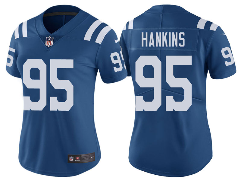Women Indianapolis Colts #95 Johnathan Hankins Royal Vapor Untouchable Color Rush Limited Jersey