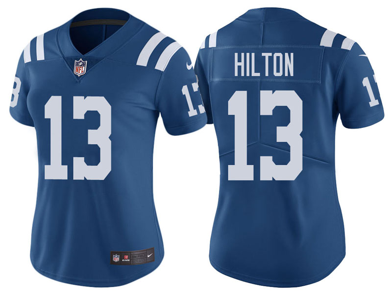 Women Indianapolis Colts #13 T.Y. Hilton Royal Vapor Untouchable Color Rush Limited Jersey