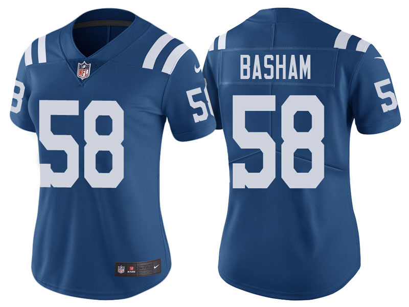 Women Indianapolis Colts #58 Tarell Basham Royal Vapor Untouchable Color Rush Limited Jersey