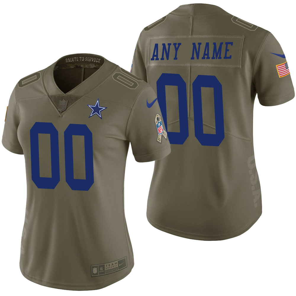 Women Dallas Cowboys Olive 2017 Salute to Service Limited Customized Jersey Women Dallas Cowboys Olive 2017 Salute to Service Limited Customized Jersey