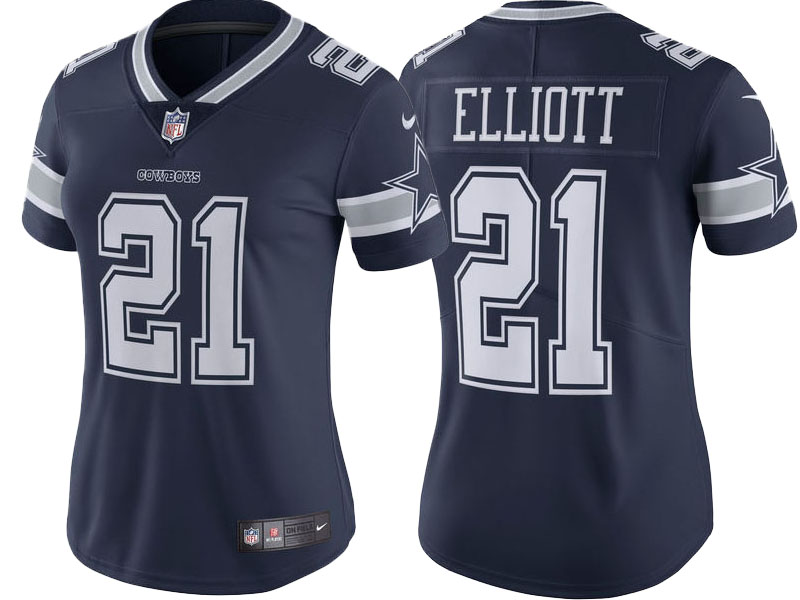 Women 2017 Dallas Cowboys #21 Ezekiel Elliott Navy Vapor Untouchable Limited Player Jersey