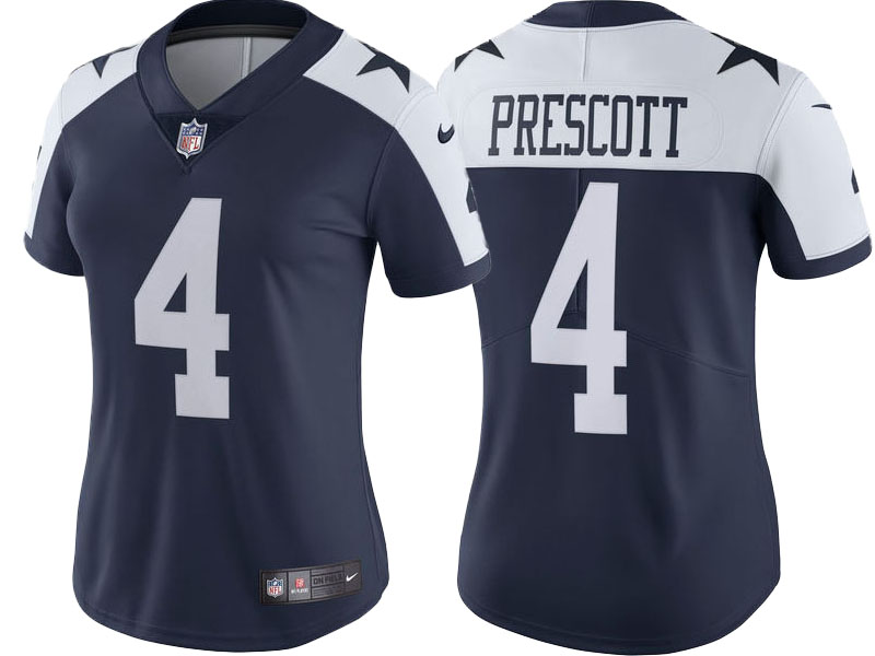 Women 2017 Dallas Cowboys #4 Dak Prescott Navy Alternate Vapor Untouchable Limited Player Jersey Women 2017 Dallas Cowboys #4 Dak Prescott Navy Alternate Vapor Untouchable Limited Player Jersey