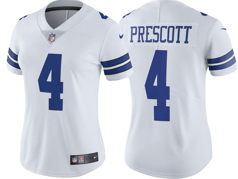 Women 2017 Dallas Cowboys #4 Dak Prescott White Vapor Untouchable Limited Player Jersey Women 2017 Dallas Cowboys #4 Dak Prescott White Vapor Untouchable Limited Player Jersey