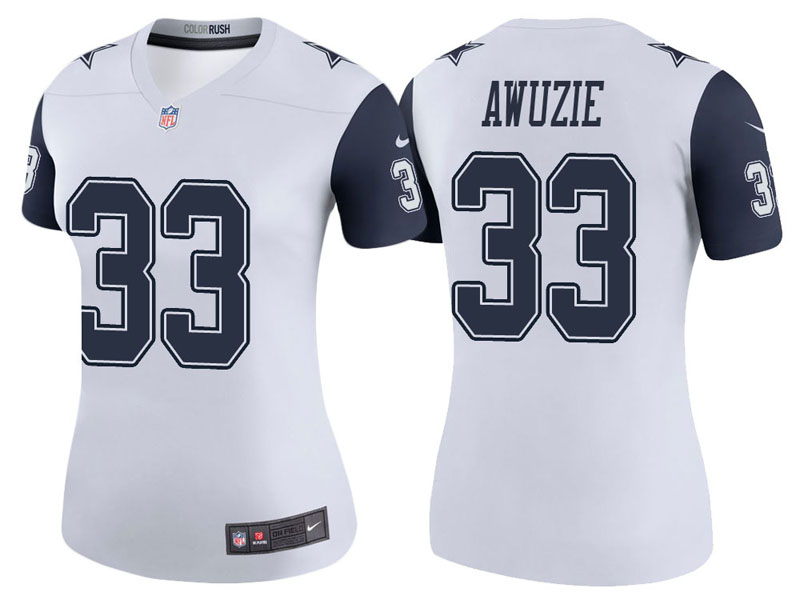 Women Dallas Cowboys #33 Chidobe Awuzie White Color Rush Legend Jersey