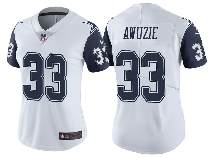 Women Dallas Cowboys #33 Chidobe Awuzie White Vapor Untouchable Color Rush Limited Jersey
